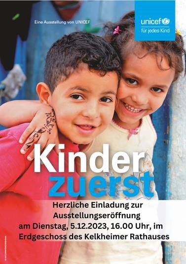 Plakat zur Ausstelung von Unicef - Kinder zuerst 